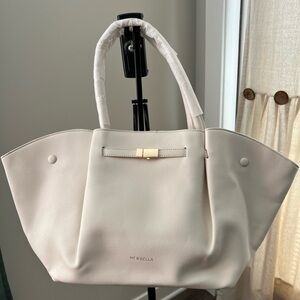 Newbella Large Cream Tote Bag with Gold Accent